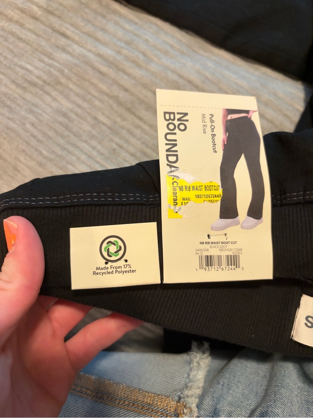 NWT Walmart No Boundaries Knit Waistband Pull On Mid Rise Bootcut Pants, Small - Picture 3 of 5